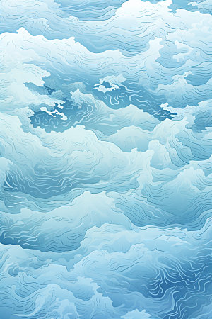 海浪水纹传统纹样