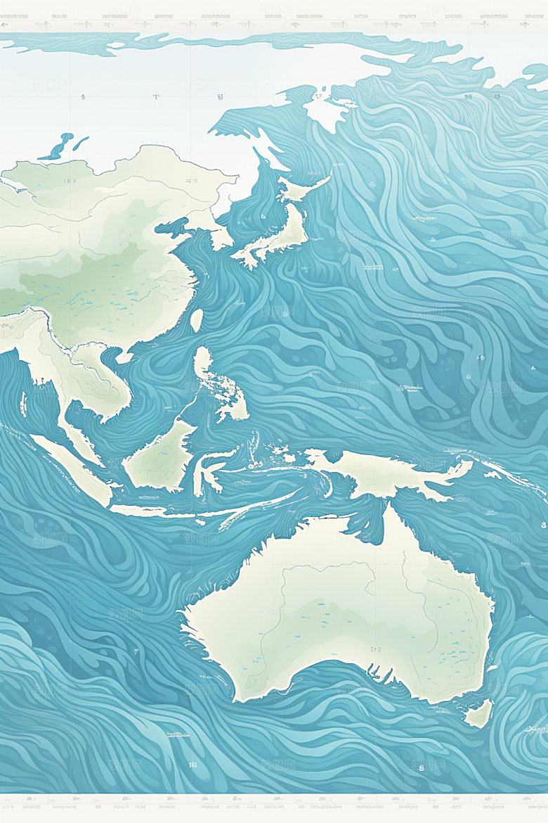 海浪纹理蓝色纹样