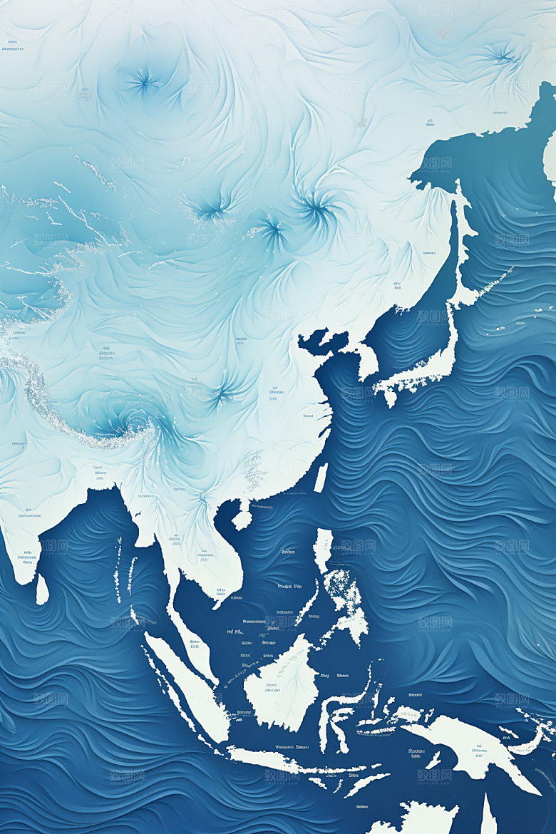 海浪蓝色传统纹样