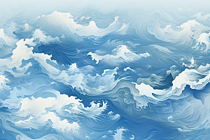海浪波浪蓝色纹样