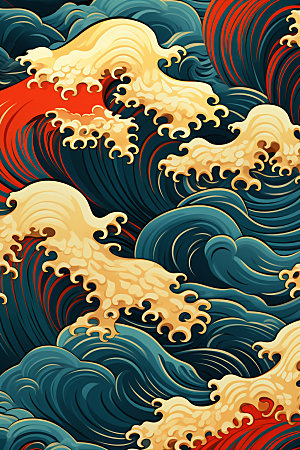 海浪水纹波浪纹样