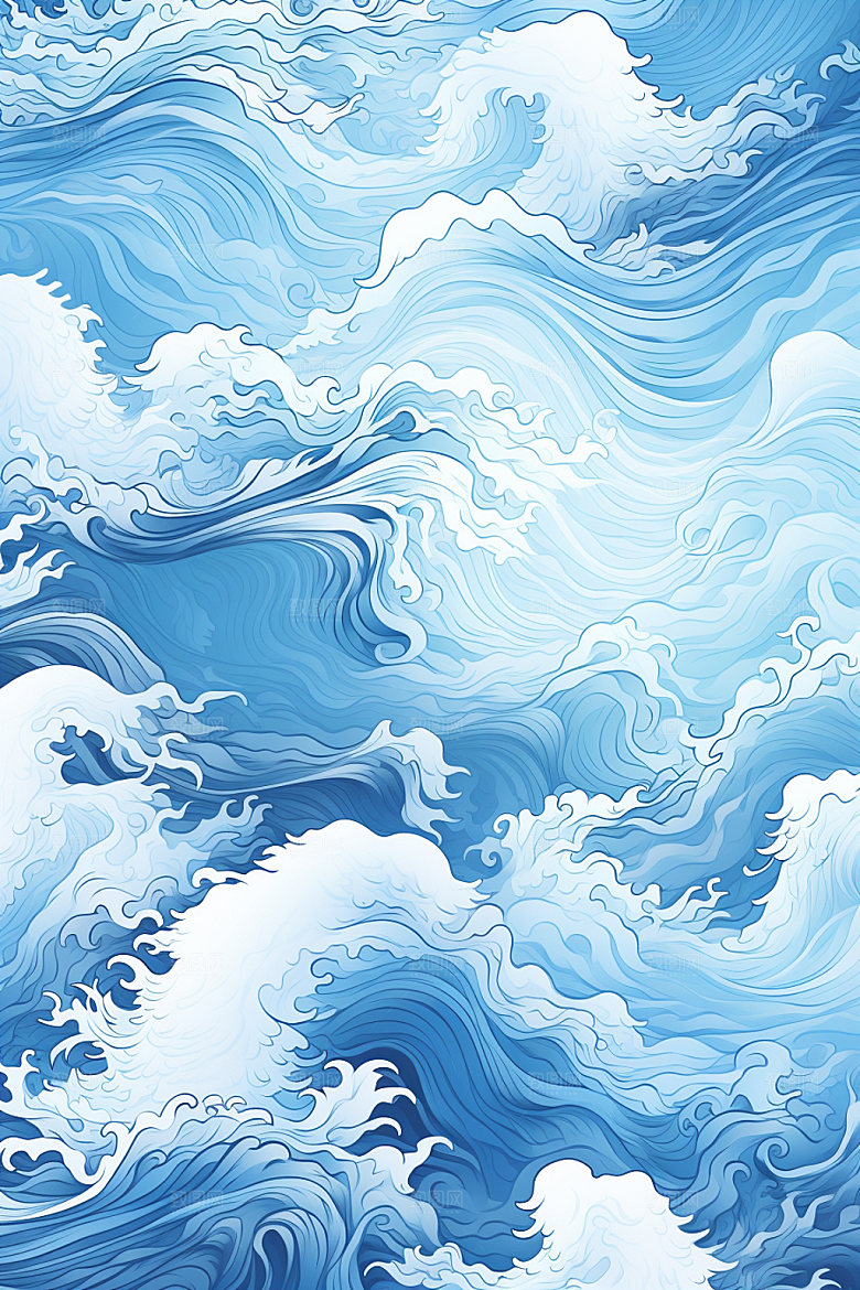 海浪蓝色纹理纹样