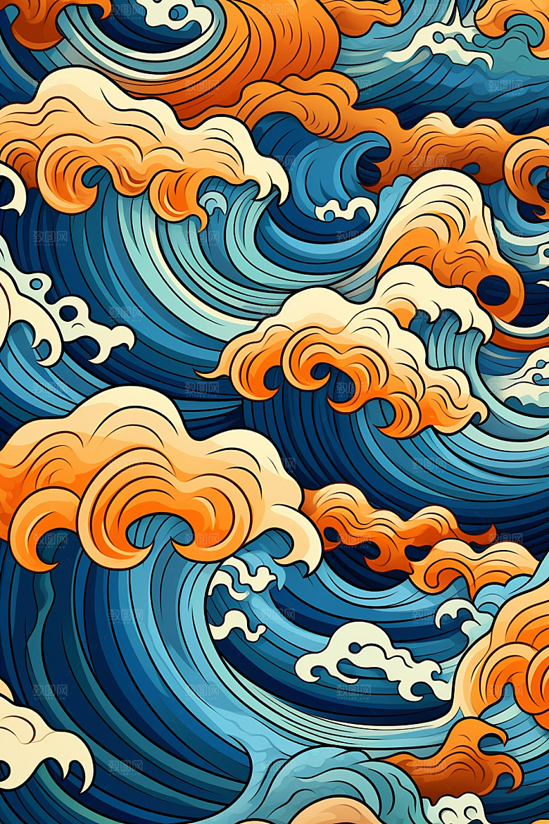 海浪海波纹肌理纹样