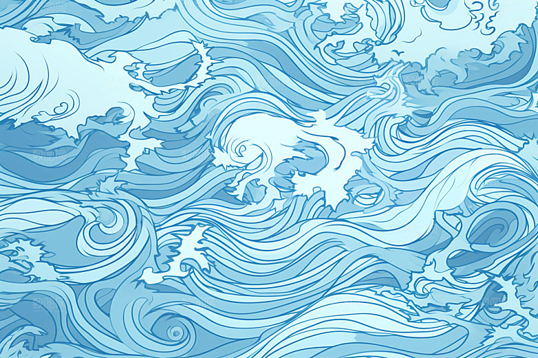 海浪蓝色肌理纹样
