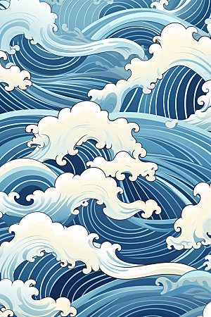 海浪肌理蓝色纹样