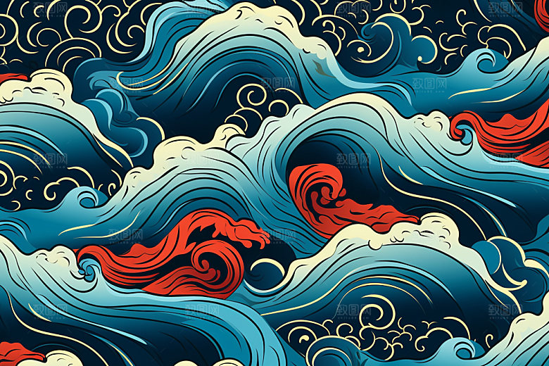 海浪波浪肌理纹样