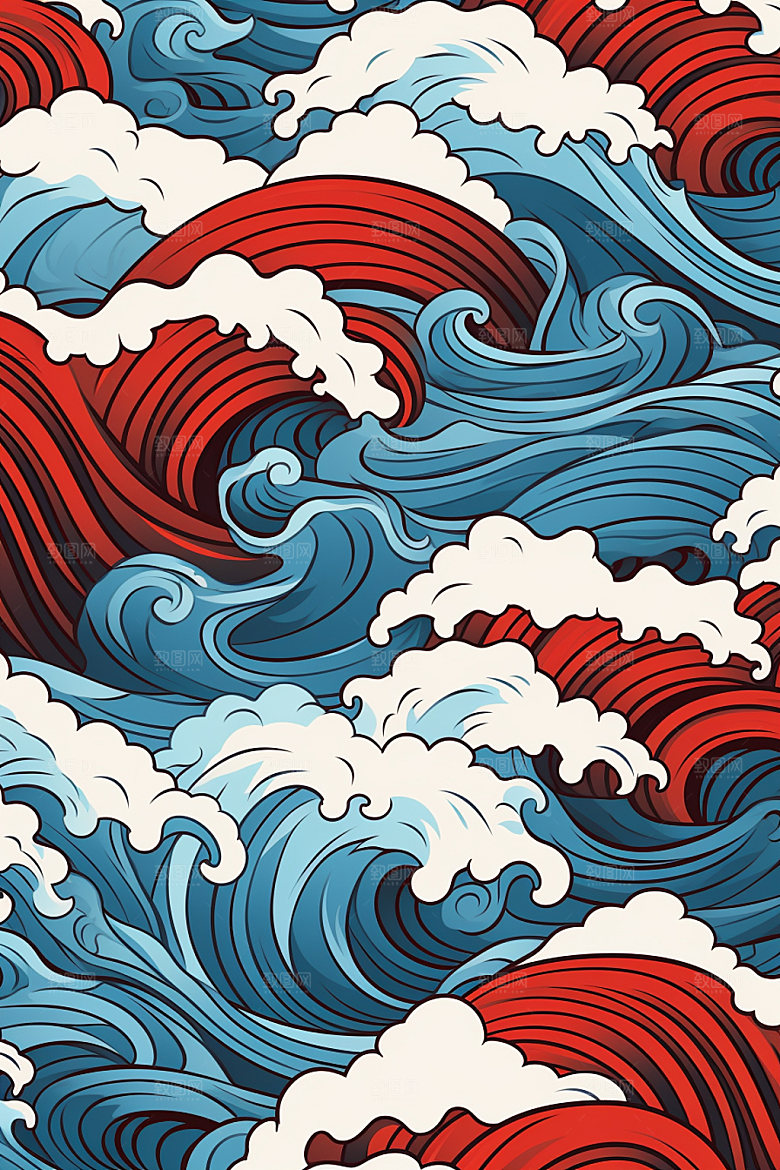海浪纹理蓝色纹样