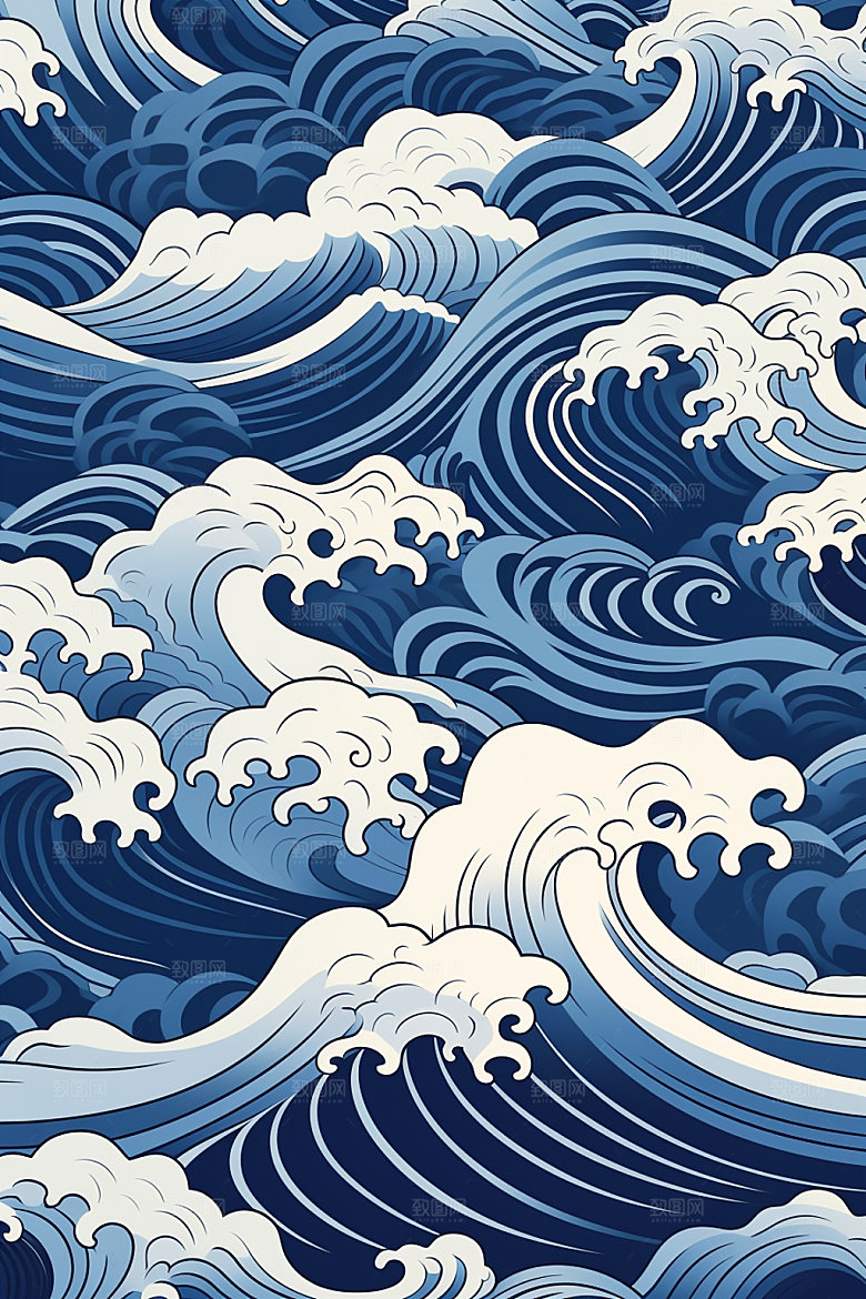 海浪水纹海波纹纹样