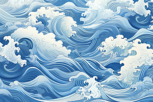 海浪蓝色海波纹纹样