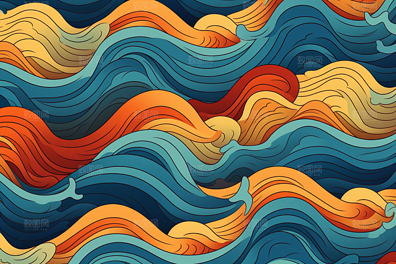 海浪传统肌理纹样