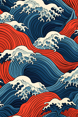 海浪复古海波纹纹样