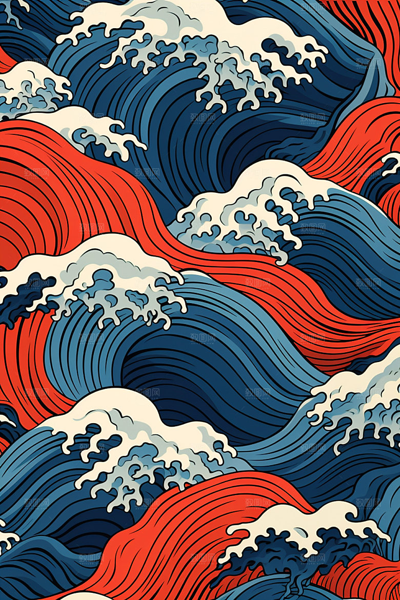 海浪复古海波纹纹样