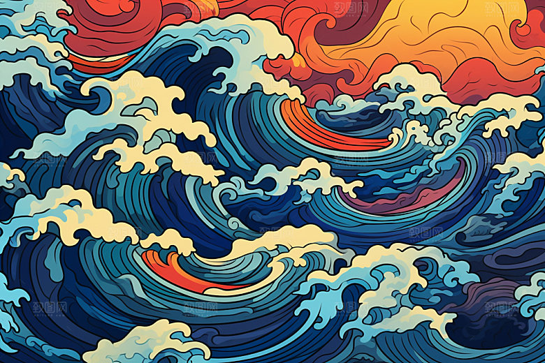 海浪纹理传统纹样