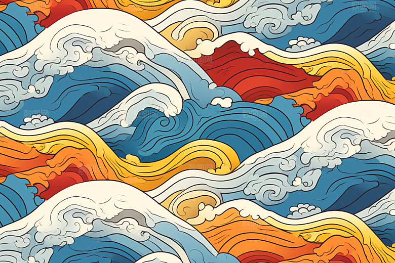海浪蓝色水纹纹样