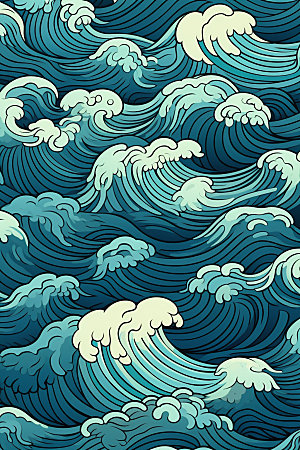 海浪水纹复古纹样