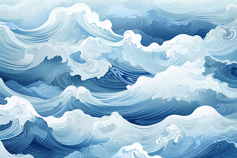 海浪传统复古纹样