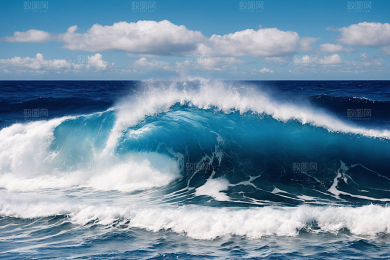 海浪清透浪花摄影图