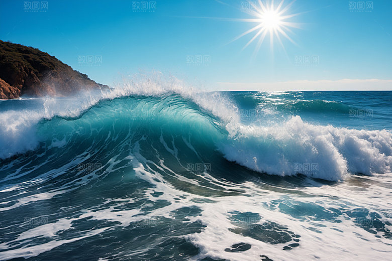 海浪自然波浪摄影图