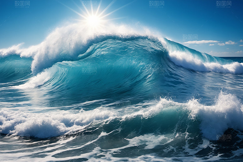 海浪大海清透摄影图