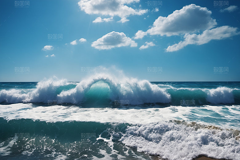 海浪高清蓝色摄影图