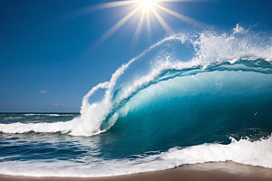 海浪浪花清透摄影图