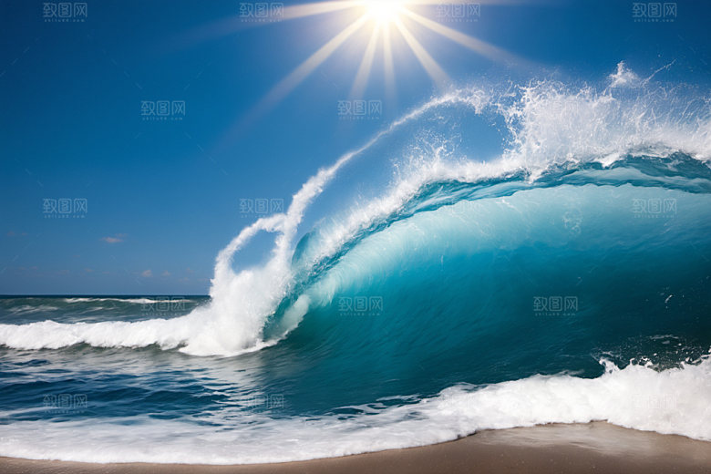 海浪浪花清透摄影图