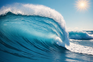 海浪自然蓝色摄影图
