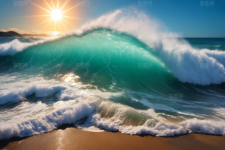海浪自然海水摄影图