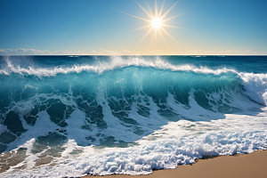 海浪蓝色海水摄影图