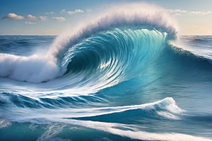 海浪自然浪花摄影图
