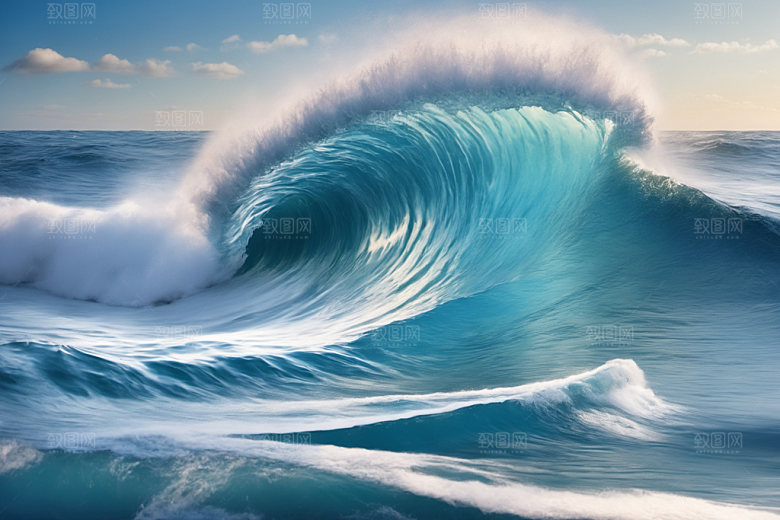 海浪自然浪花摄影图