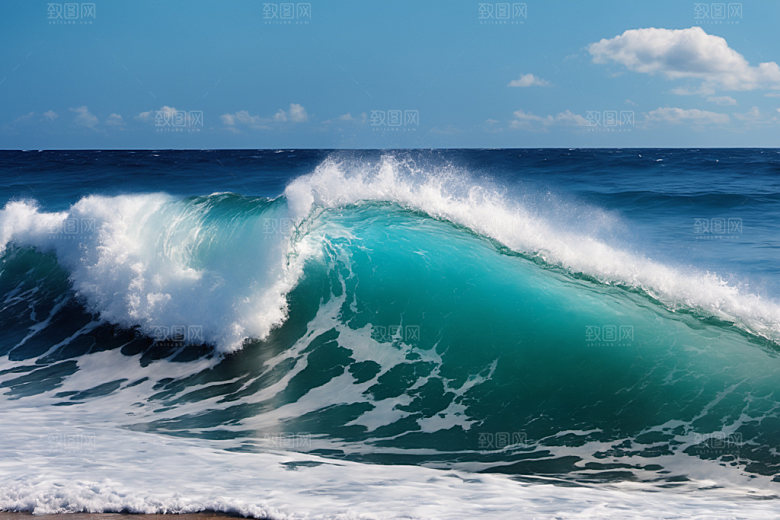 海浪蓝色波浪摄影图