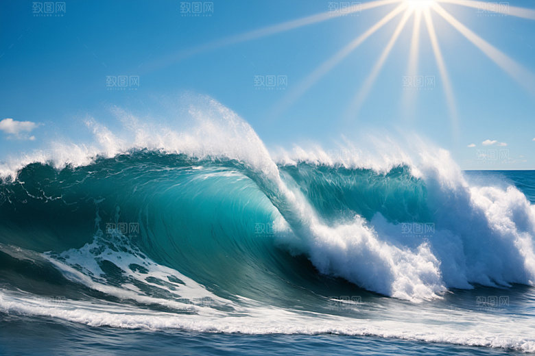 海浪大海清透摄影图