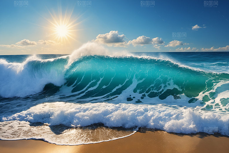 海浪蓝色波浪摄影图