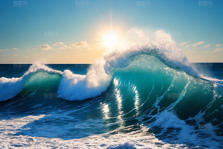 海浪波浪浪花摄影图