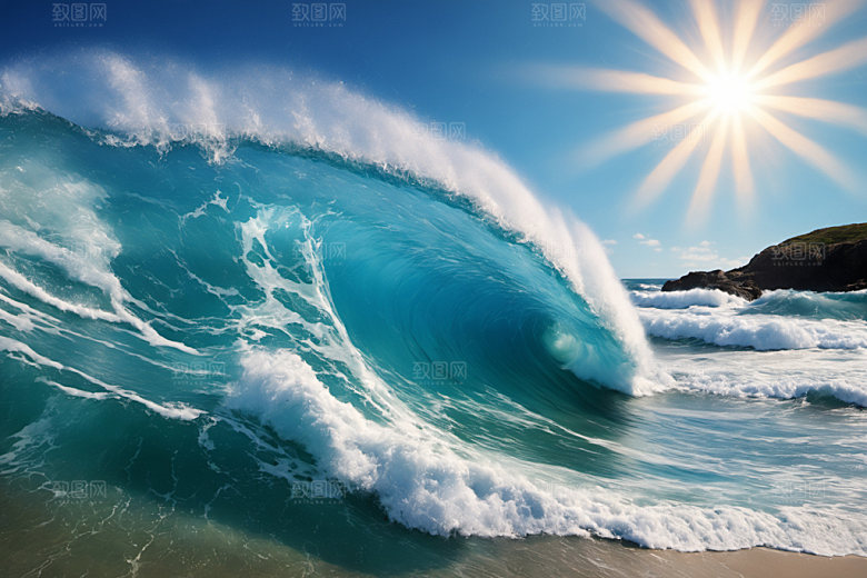 海浪自然海水摄影图