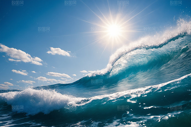 海浪波浪自然摄影图