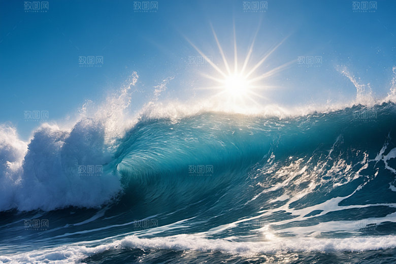 海浪蓝色大海摄影图