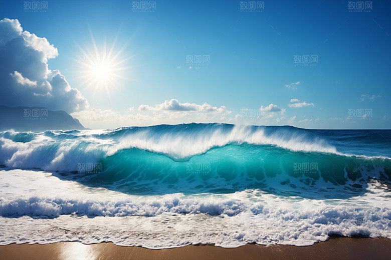 海浪大海浪花摄影图