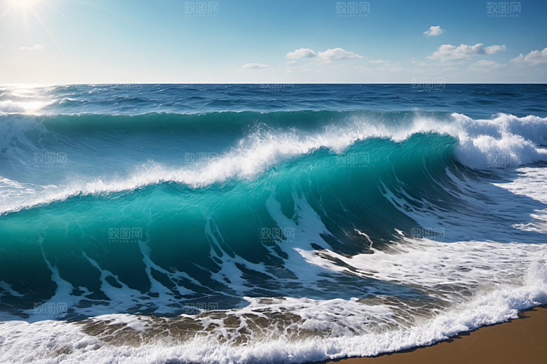 海浪蓝色浪花摄影图