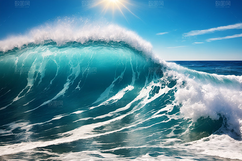 海浪自然波浪摄影图
