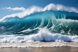 海浪蓝色波浪摄影图