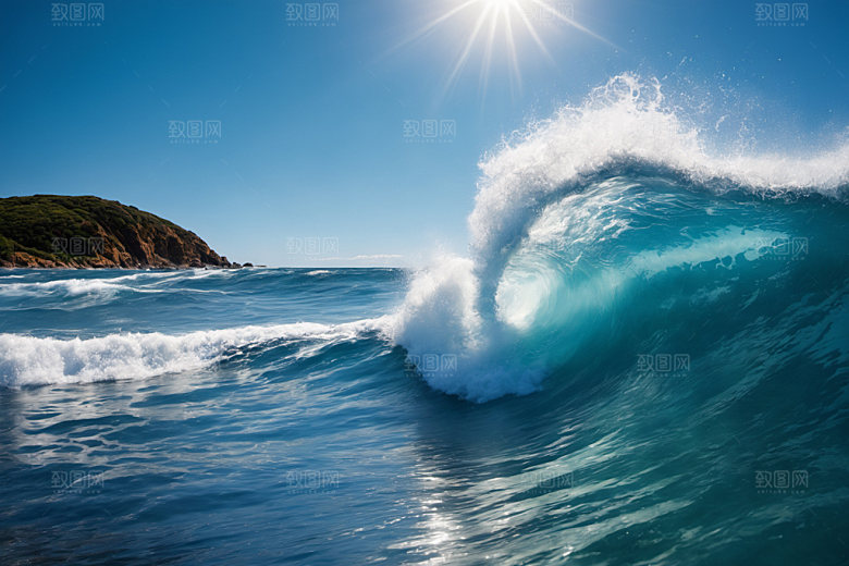 海浪波浪浪花摄影图