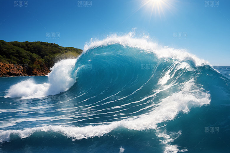 海浪波浪海水摄影图