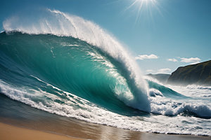 海浪清透大海摄影图