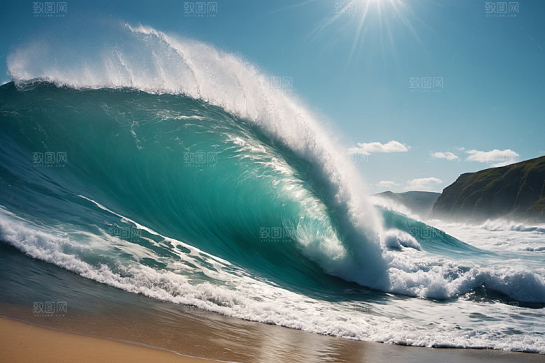 海浪清透大海摄影图