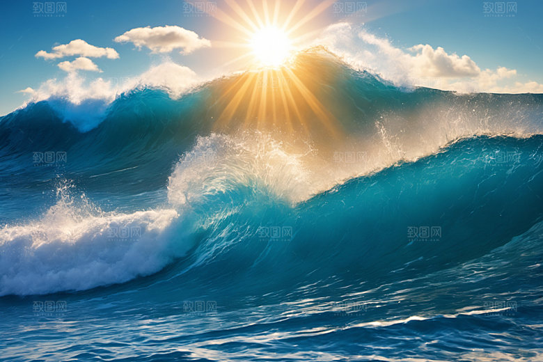 海浪浪花自然摄影图