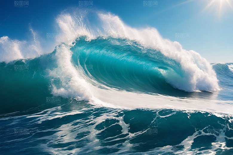 海浪清透浪花摄影图
