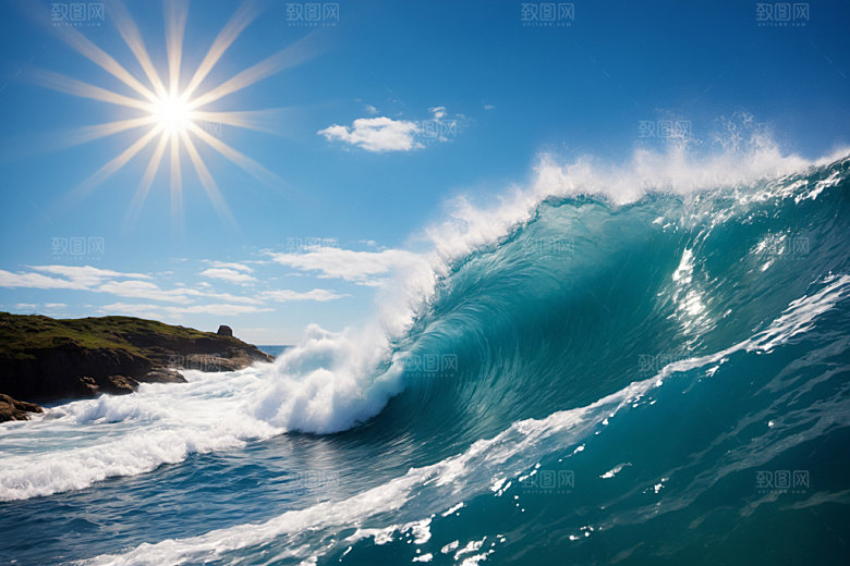 海浪蓝色海水摄影图