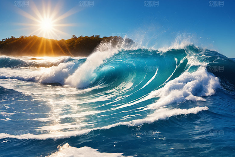 海浪蓝色高清摄影图